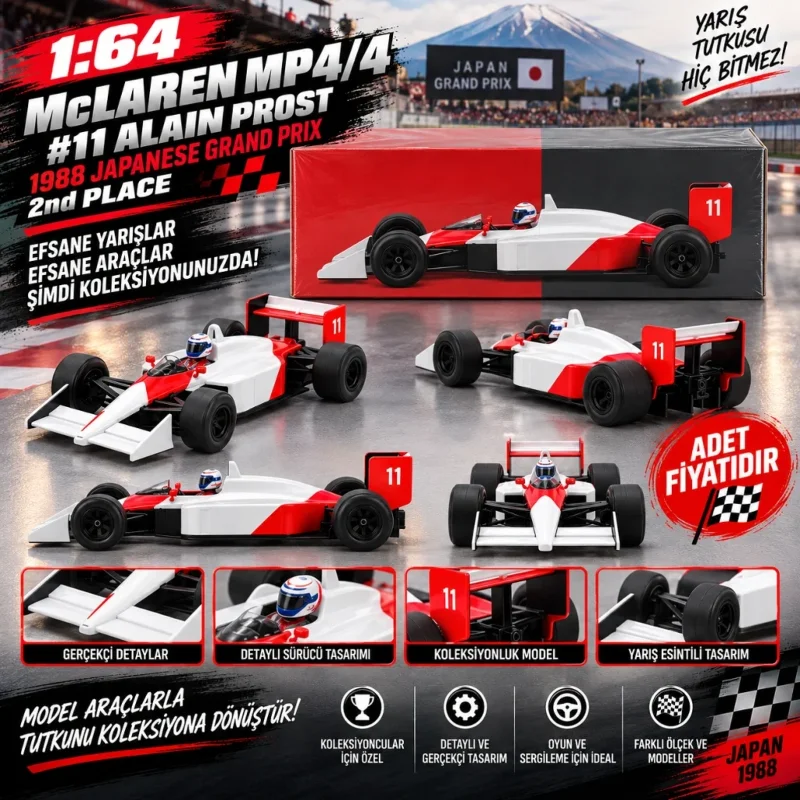 McLaren MP4 4 Alain Prost 1:64 1988 Japonya Grand Prix