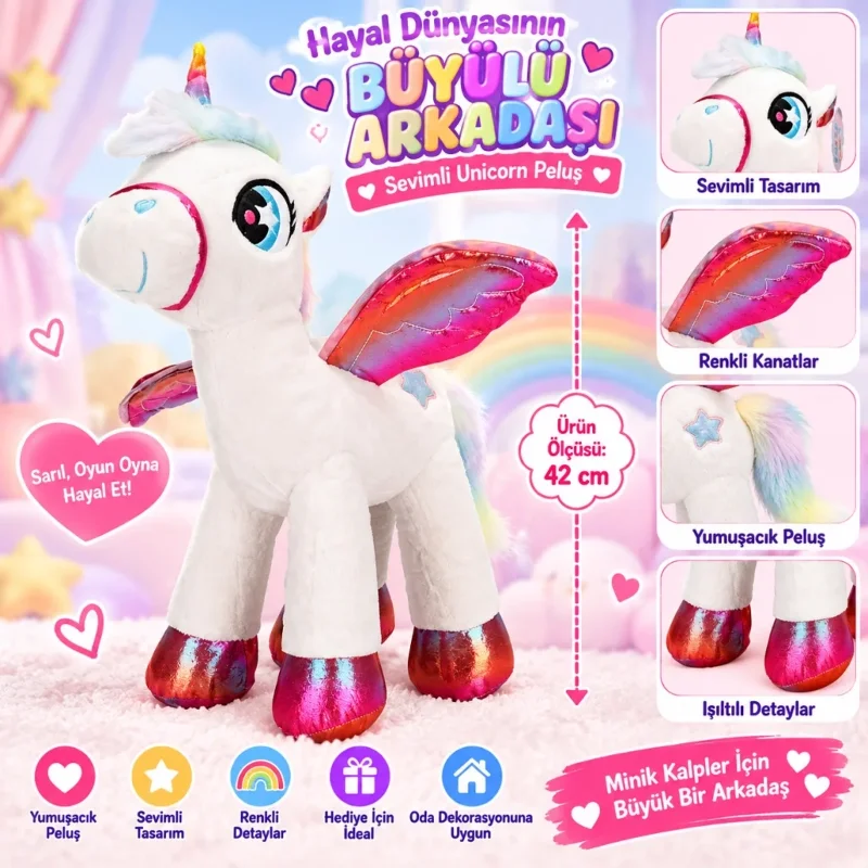 Kanatlı Peluş Oyuncak 42 cm Yumuşak ve Eğlenceli