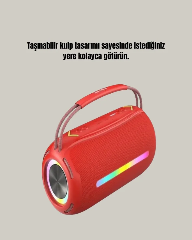 Taşınabilir Rgb Işık Efektli Bluetooth Hoparlör 20w Usb Aux – 3. görsel