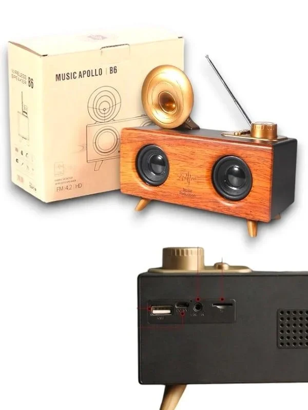 Retro Tasarımlı Bluetooth Hoparlör 1800 Mah Kapasiteli