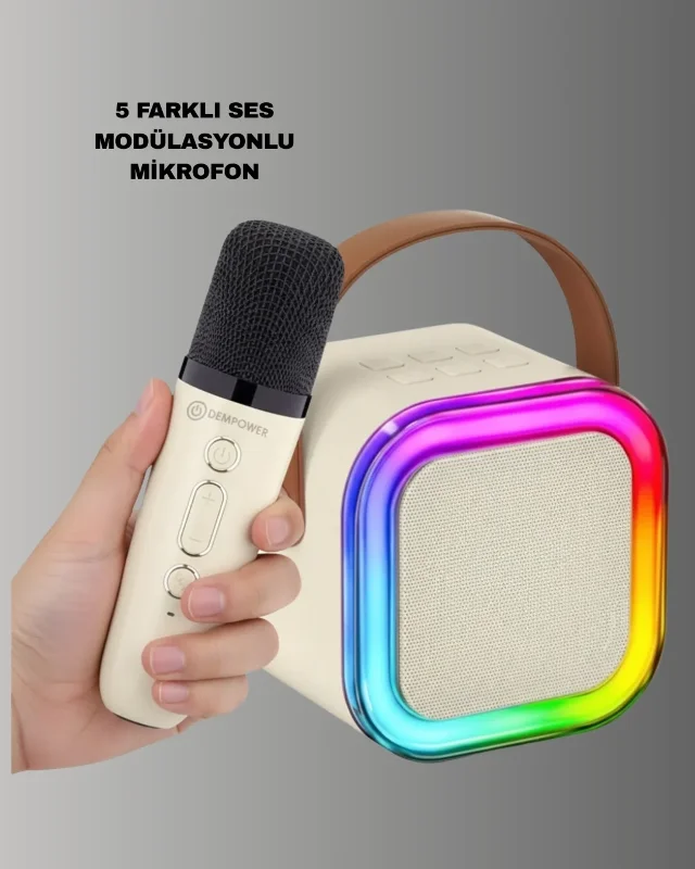 Kompakt Karaoke Mikrofon Seti Bluetooth Hoparlör İle