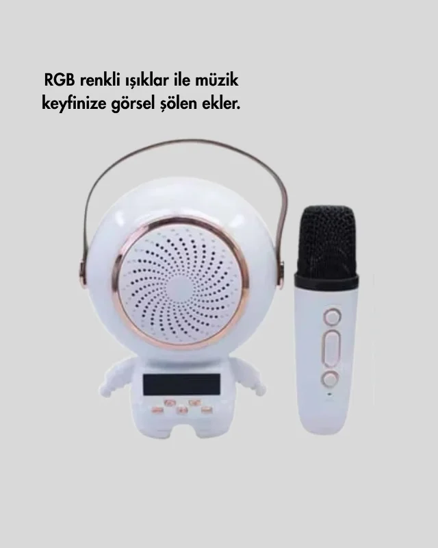 Eğlenceli Astronot Bluetooth Hoparlör 1 Adet Kablosuz Mikrofon – 4. görsel