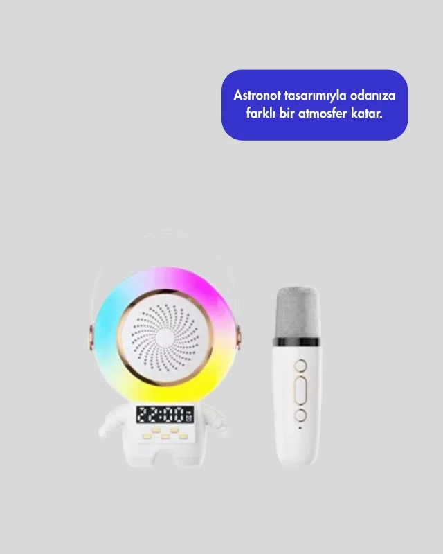 Eğlenceli Astronot Mini Bluetooth Hoparlör Ve Mikrofon Seti