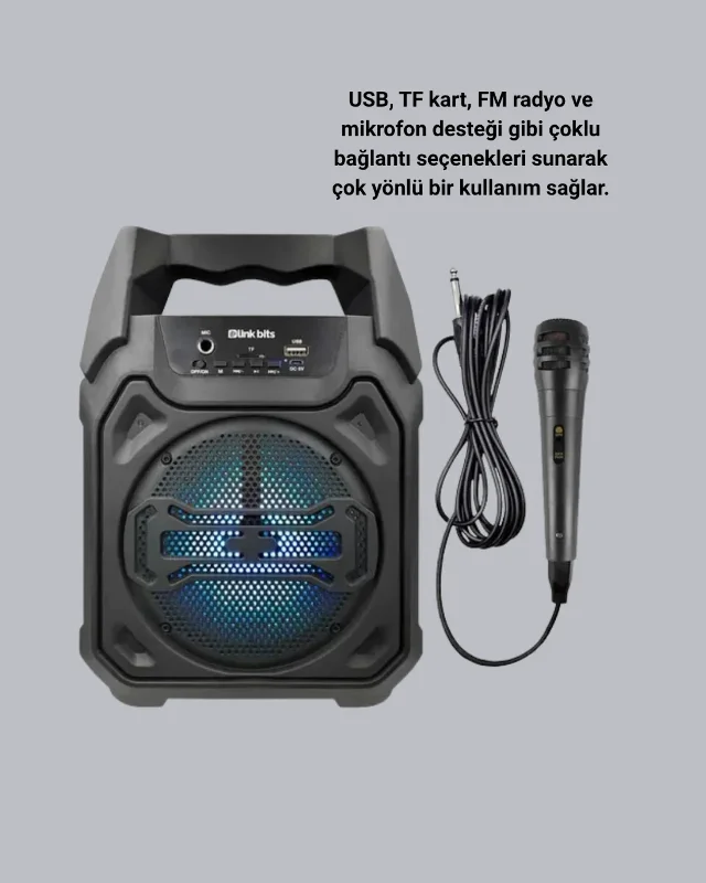 Mikrofonlu Taşınabilir Bluetooth Hoparlör 10w Ses Gücü