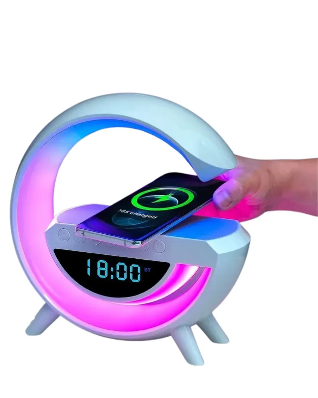 Kablosuz Şarjlı Bluetooth Hoparlör Saat Rgb Işıklı