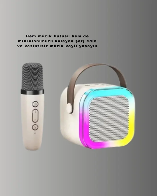 Eğlenceli Karaoke Mikrofon Hoparlör Seti Bluetooth Kablosuz