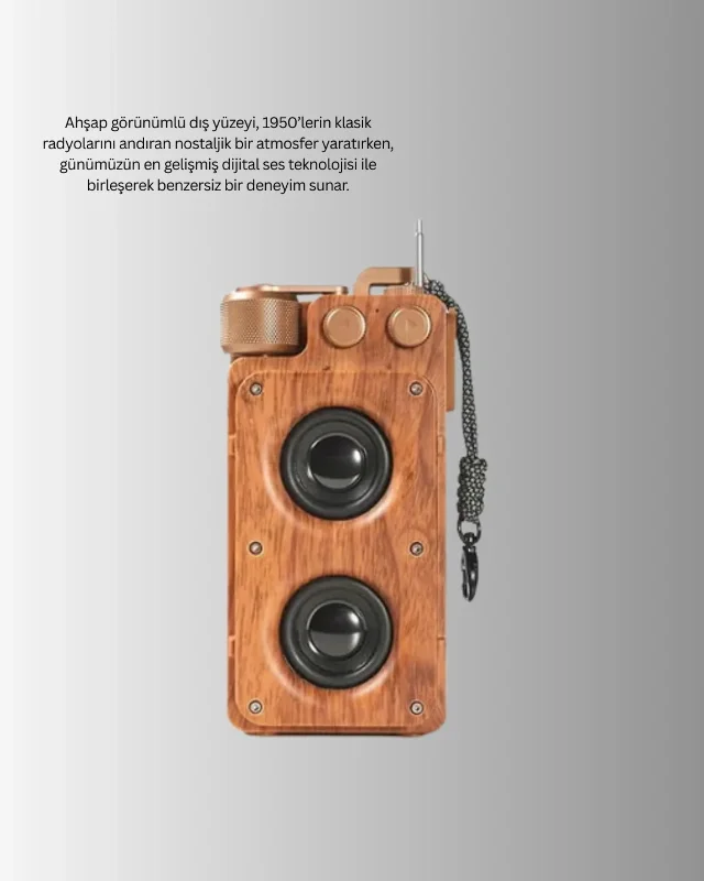 Retro Taşınabilir Bluetooth Hoparlör 1800 Mah Pil Kapasitesi – 3. görsel