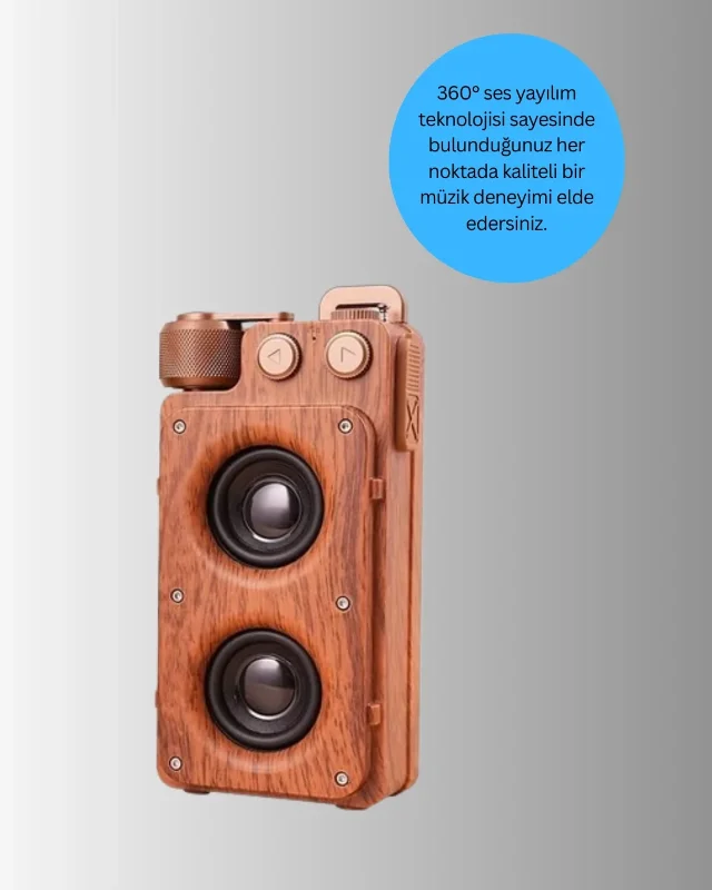 Retro Taşınabilir Bluetooth Hoparlör 1800 Mah Pil Kapasitesi
