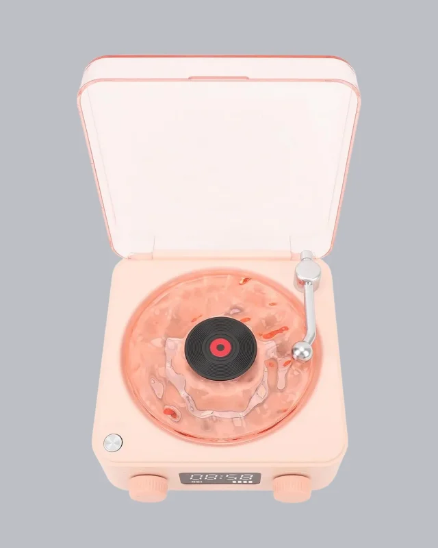 Vintage Plak Çalar Tasarımlı Gece Işığı Bluetooth Hoparlör 3-ü-1