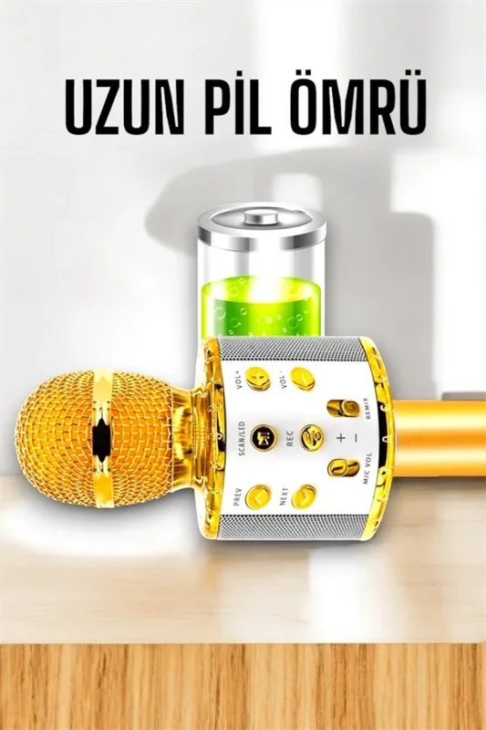 Karaoke Mikrofon Bluetooth Usb Aux Girişli 25 Cm Eğlence
