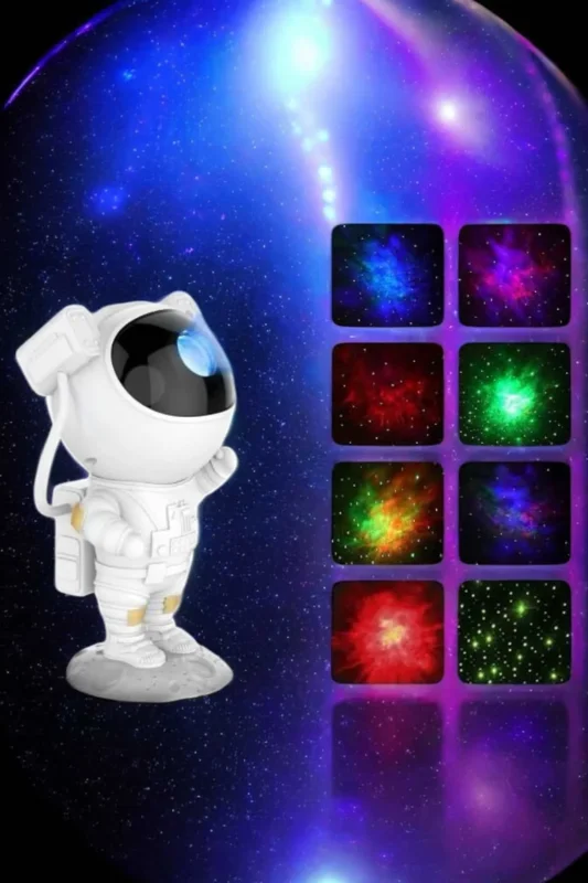 Mavi Astronot Bluetooth Hoparlör Gece Lambası Projeksiyon 45-90 Dakika