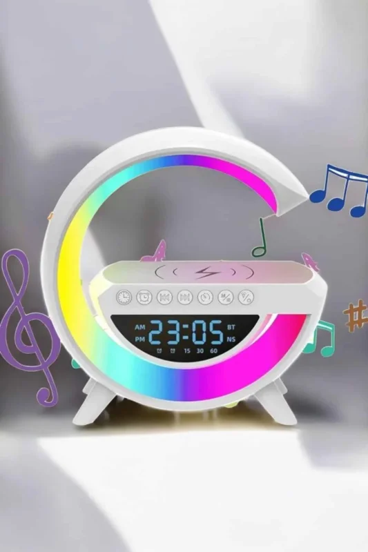 Bluetooth Hoparlör Ve Kablosuz Şarj Standı - Rgb Gece Lambası – 2. görsel