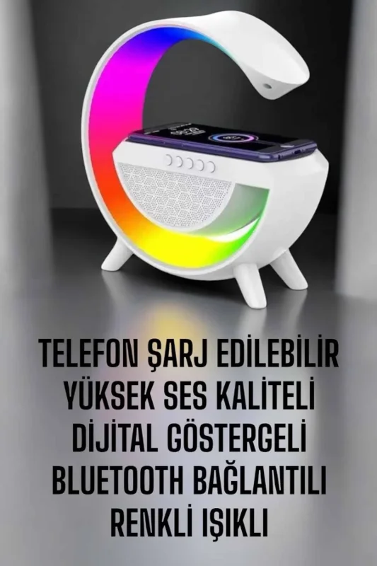 Bluetooth Hoparlör Ve Kablosuz Şarj Standı - Rgb Gece Lambası – 3. görsel