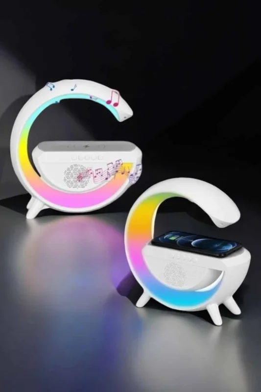 Bluetooth Hoparlör Ve Kablosuz Şarj Standı - Rgb Gece Lambası – 4. görsel