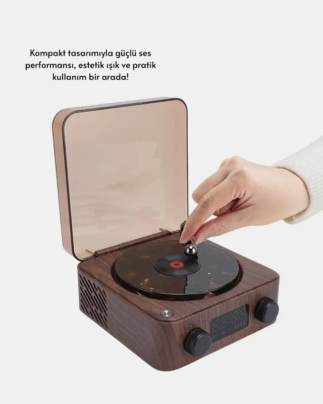 Estetik Bluetooth Hoparlör Kahverengi 3'ü 1 Arada