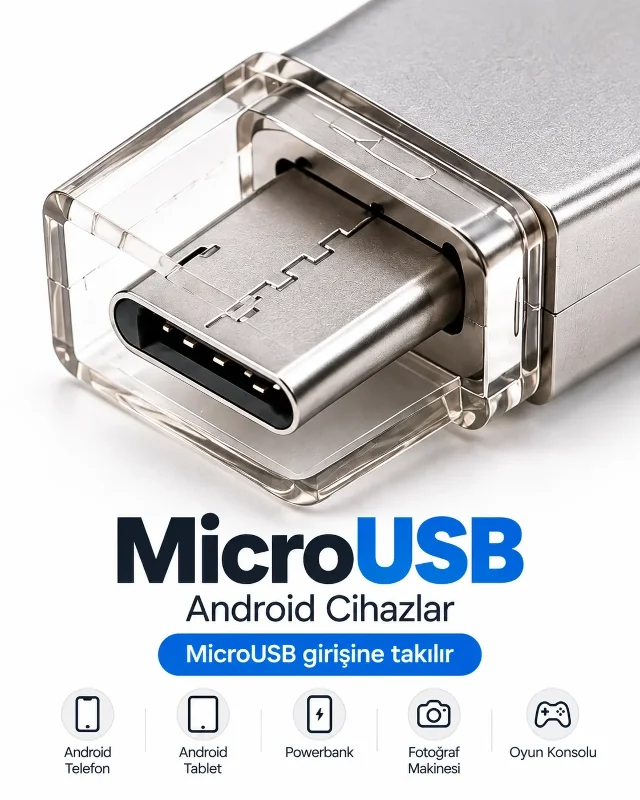 Kompakt 4in1 Usb Bellek 128gb Type-c Lightning Microusb