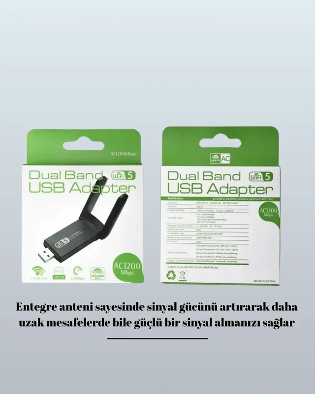 Çift Bant Wifi Adaptör 1200 Mbps Usb 3.0 Bağlantı