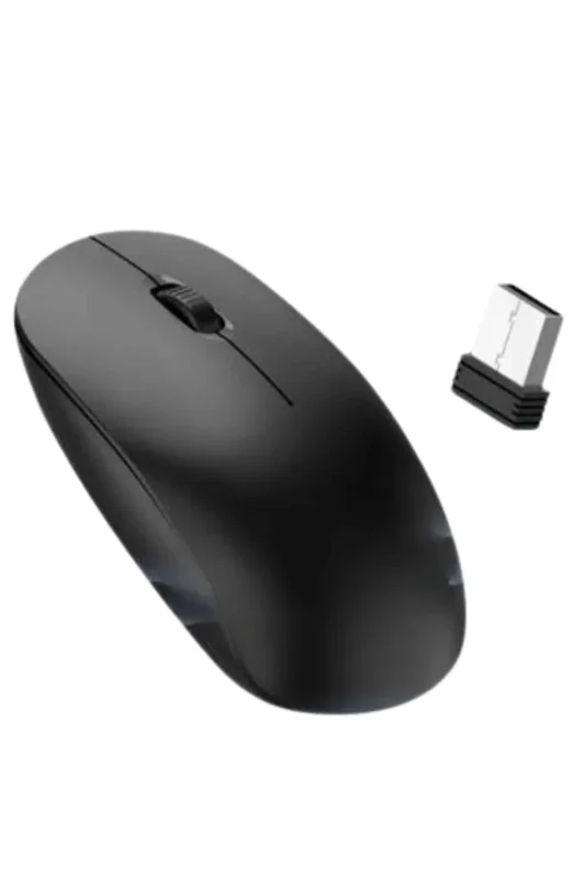 Minimal Tasarımlı Siyah Kablosuz Mouse 1600 Dpı Optik Sensör