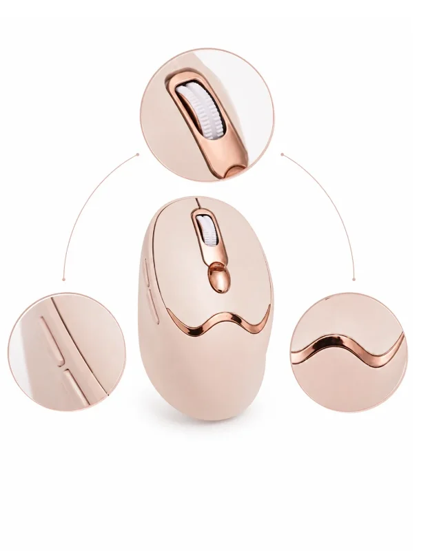 Şarjlı Kablosuz Mouse Bluetooth 2.4g Altın Renk