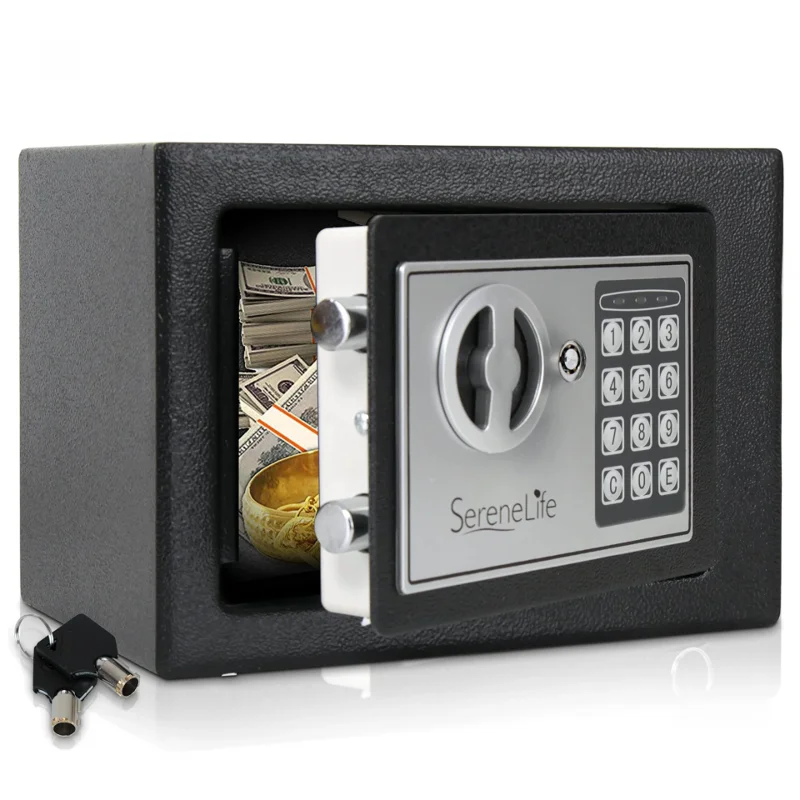 Şifreli Mini Elektronik Para Kasası 23x17 Cm Siyah