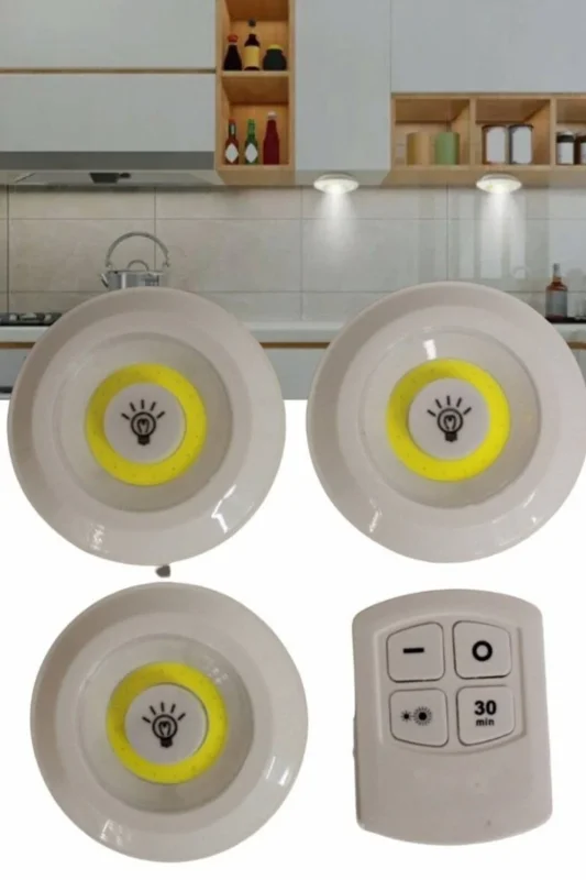 Ergonomik Kablosuz Led Spot Lamba Seti 3'lü Paket