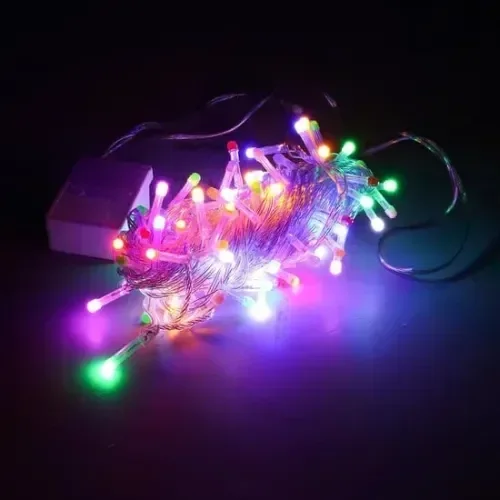 Şeffaf Kablo İle 100 Led Damla Uçlu Kırmızı Işık 10 Metre