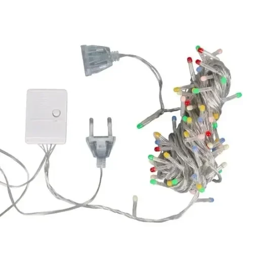 Şeffaf Kablo İle 100 Led Damla Uçlu Kırmızı Işık 10 Metre