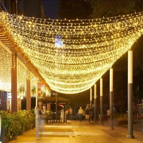 Şeffaf Kablo İle 100 Led Damla Uçlu Beyaz Işık 10m
