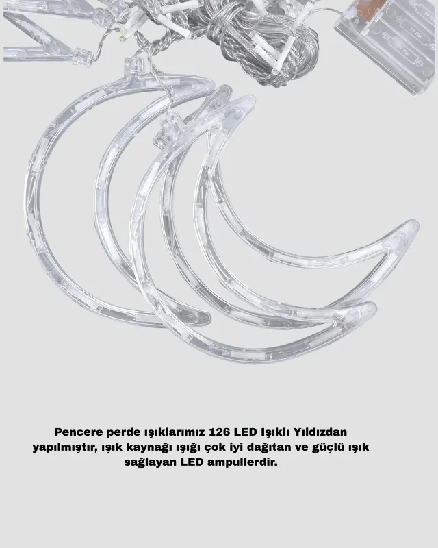 Romantik Yıldız Led Işık 126 Adet Prizli