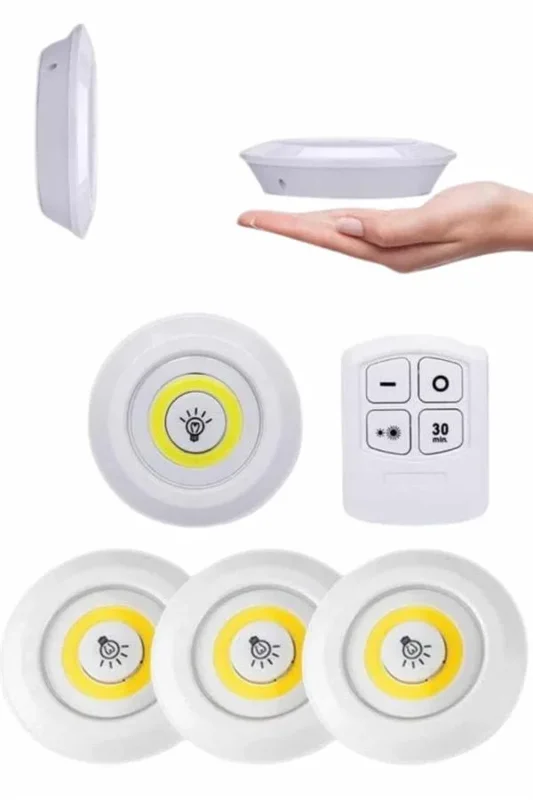 Kumandalı 3'lü Spot Led Işık Seti Pilli Montajsız