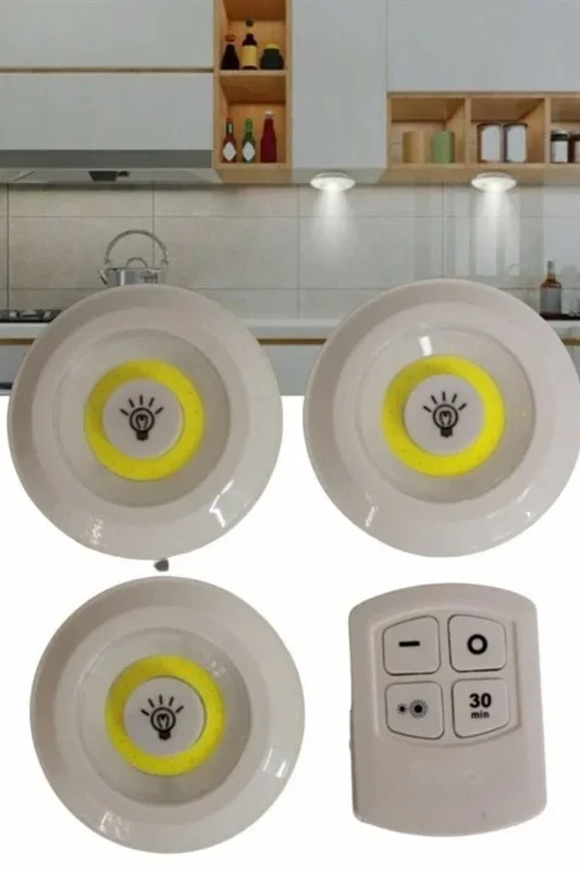 Ergonomik Kablosuz Led Işıldak 3'lü Set Mutfak Banyo