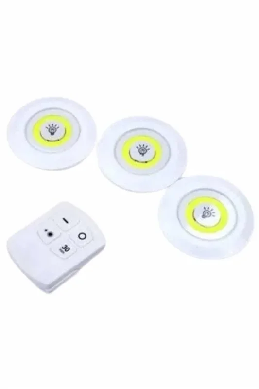 Kumandalı 3'lü Spot Led Lamba Seti Mutfak Ve Dolap Işığı