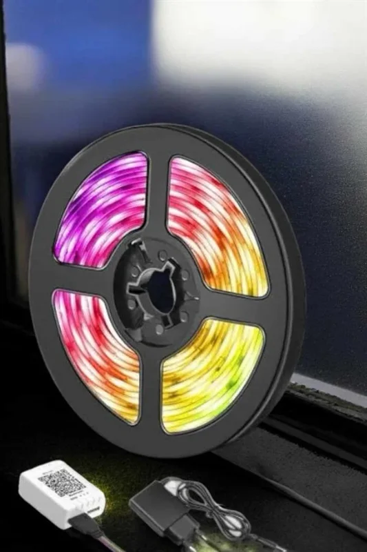 Renkli Led Işık Şeridi 5 Metre Uzunlukta Kumandalı