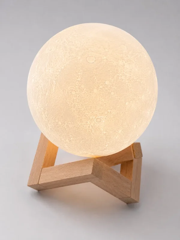 Dekoratif Led Masa Lambası Ahşap Standlı 3d
