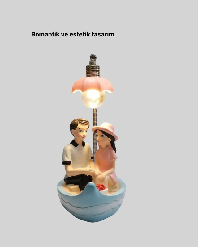 Romantik Çift Figürlü Led Masa Lambası 1 Adet