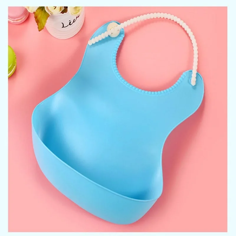 Ergonomik Dökülme Önleyici Silikon Bebek Mama Önlüğü Mavi