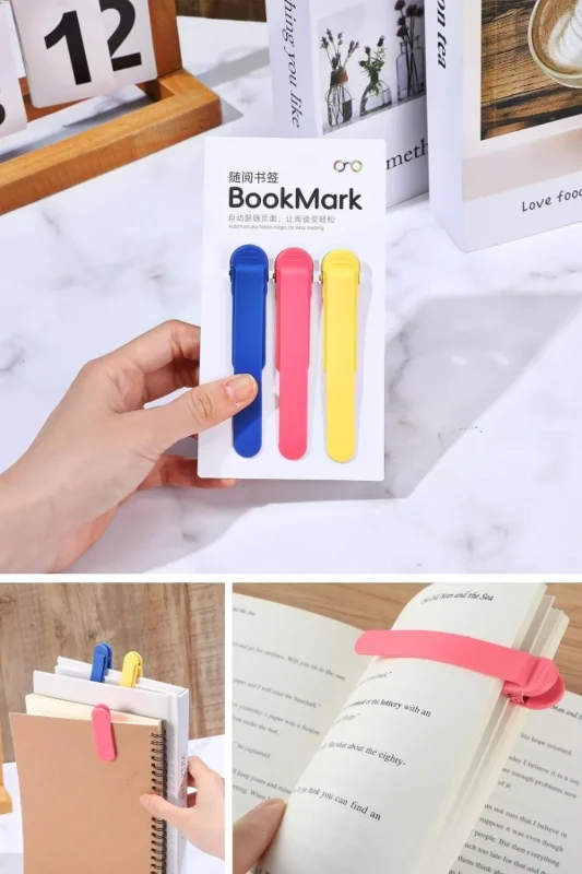 Ergonomik Akıllı Silikon 3'lü Kitap Klips Seti