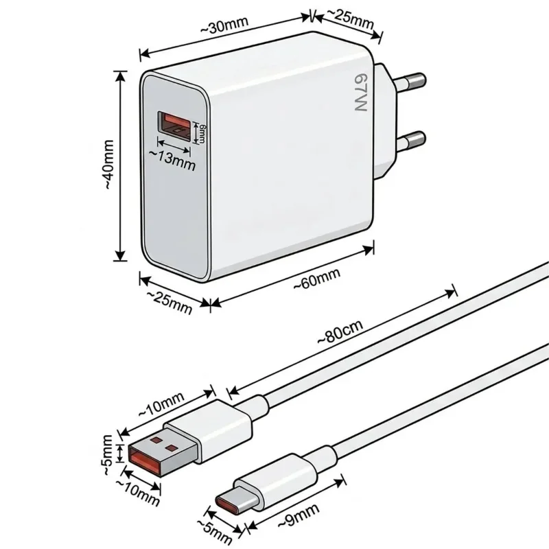 Ultra Hızlı 67 W USB Type-C Şarj Adaptörü ile Güvenli Şarj