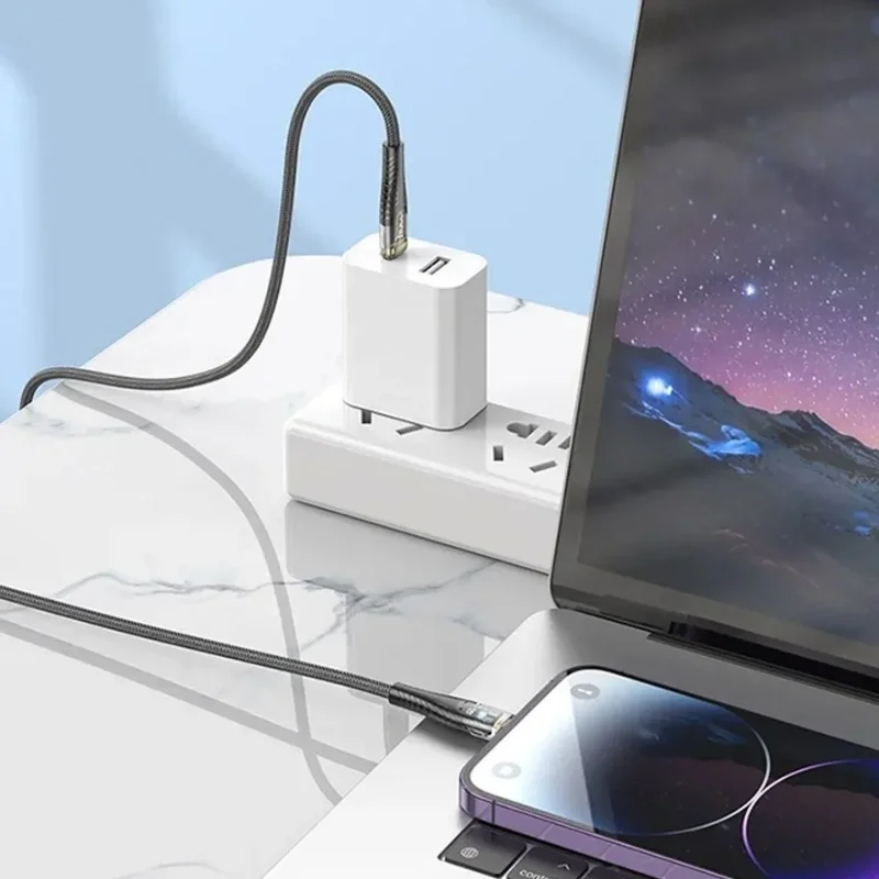Ergonomik Hızlı Şarj Kablolu USB to Lightning LED İp