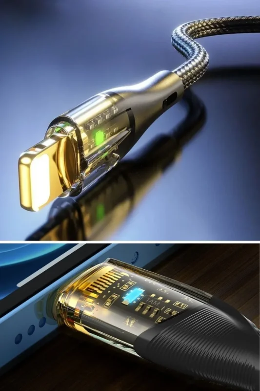 Ergonomik Hızlı Şarj Kablolu USB to Lightning LED İp