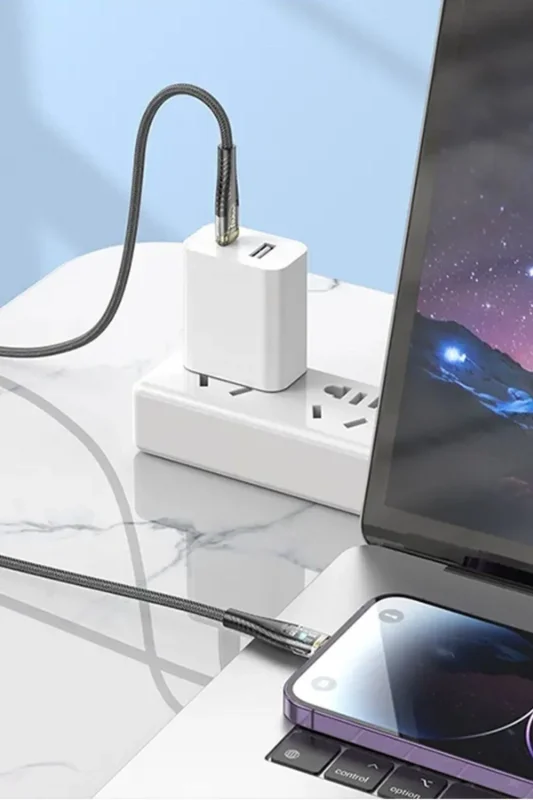 Ergonomik Hızlı Şarj Kablolu USB to Lightning LED İp