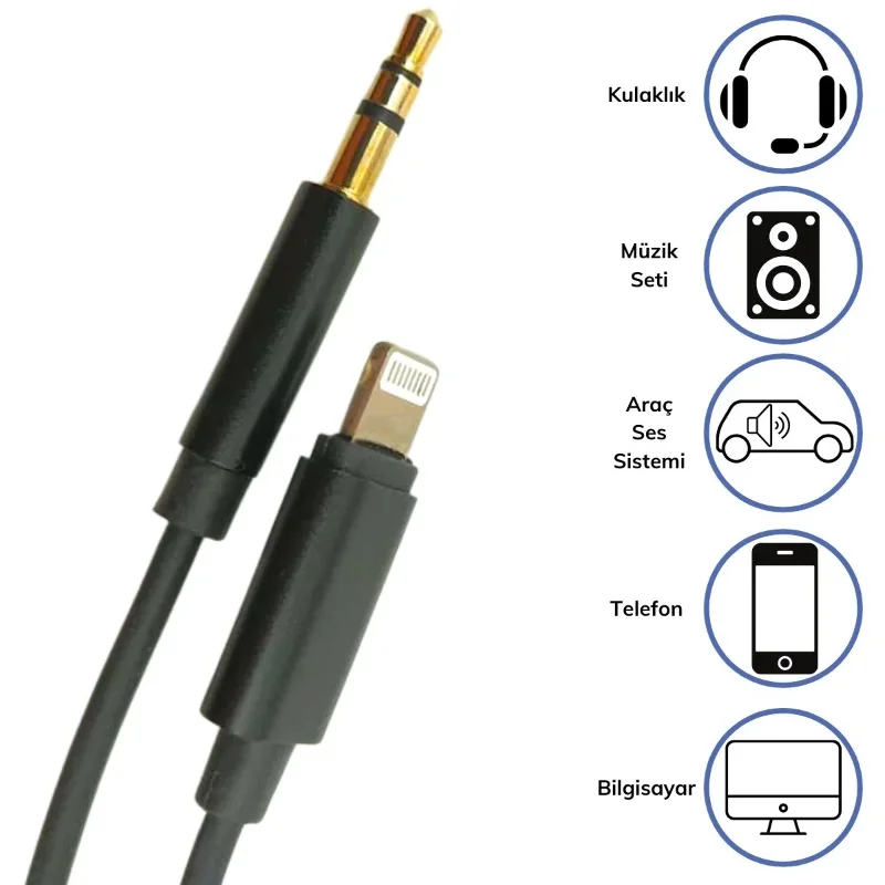 Ergonomik i Phone Lightning 35 mm Jack Ses Dönüştürücü Kablosu