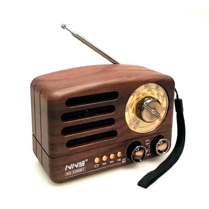 Şık Tasarım Taşınabilir Bluetooth Radyo Ahşap Hoparlör FM AM