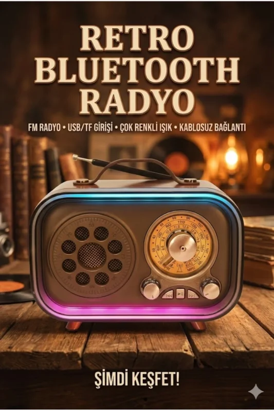 Şık Tasarım Taşınabilir Bluetooth FM Radyo Hoparlör USB TF Kart