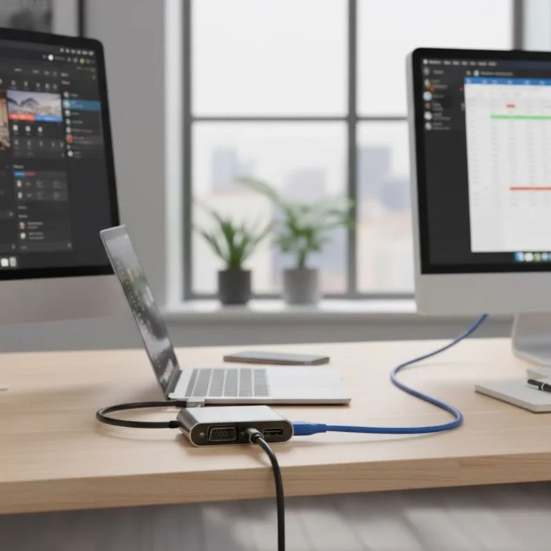 Ultra Hızlı 4 Portlu Type-C Hub Adaptör - 4 K HDMI ve VGA Çıkışı