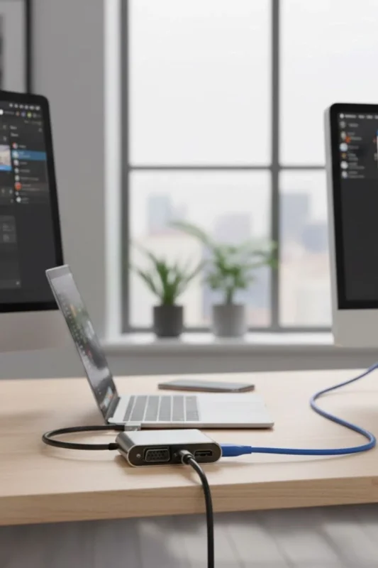 Ultra Hızlı 4 Portlu Type-C Hub Adaptör - 4 K HDMI ve VGA Çıkışı