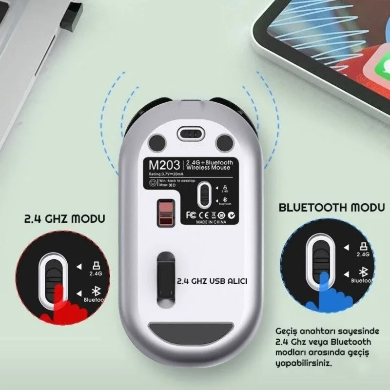 Ergonomik Tasarım Kablosuz Sessiz Optik Mouse - Güçlü Performans