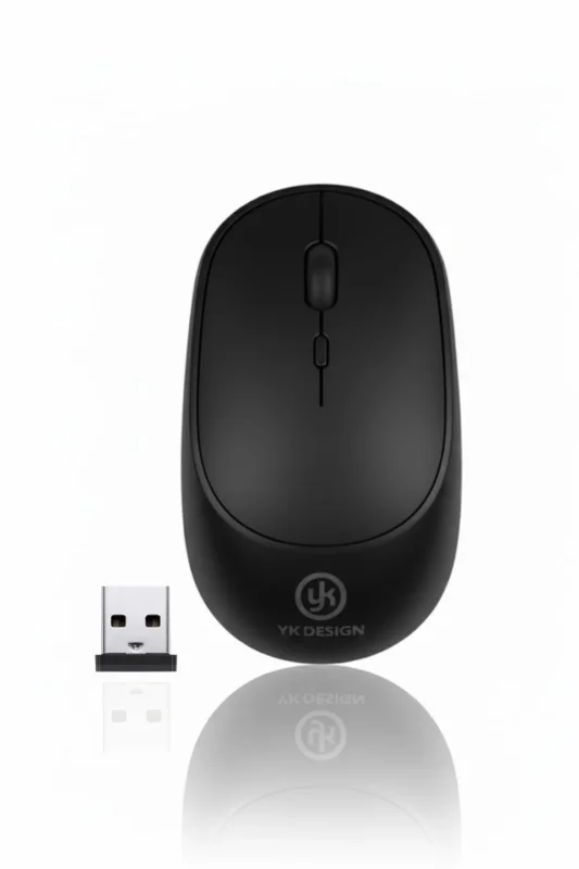 Lüks Tasarım Kablosuz Sessiz Ofis ve Oyun Mouse'u - Ergonomik Siyah Fare