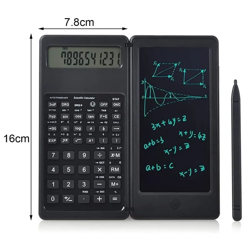 Ergonomik Katlanabilir Bilimsel Hesap Makinesi ve Silinebilir LCD Yazı Tableti – 4. görsel