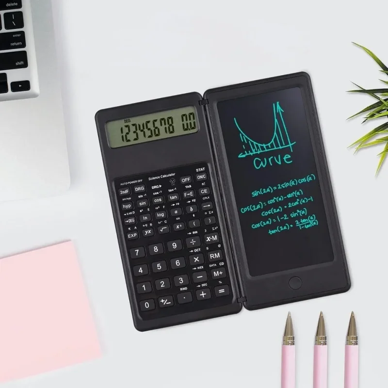 Ergonomik Katlanabilir Bilimsel Hesap Makinesi ve Silinebilir LCD Yazı Tableti – 3. görsel
